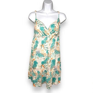 So Tropical Print Summer Dress Small Adjustable Straps Lightweight Boho Style